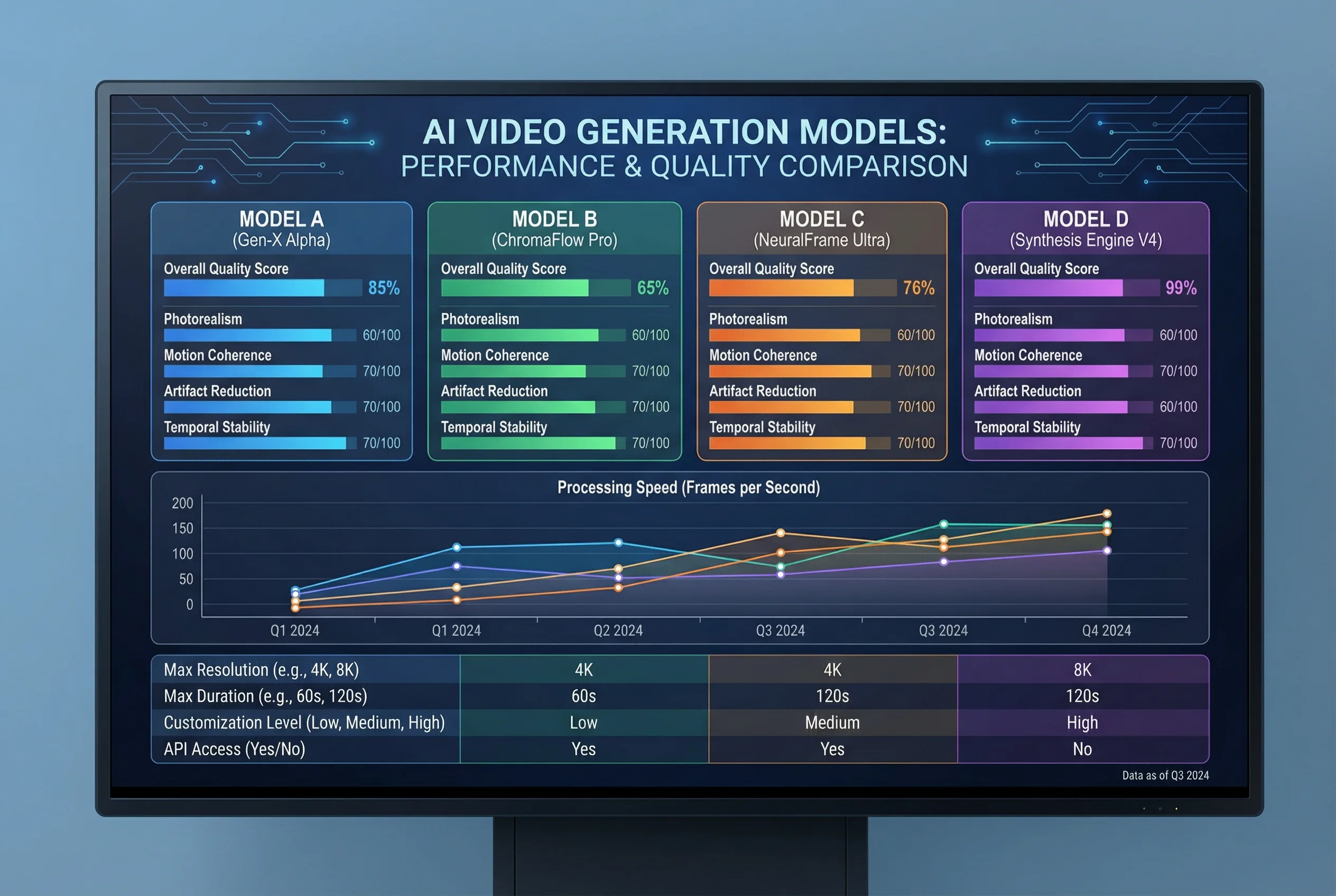Grafico di confronto delle prestazioni dei modelli video AI