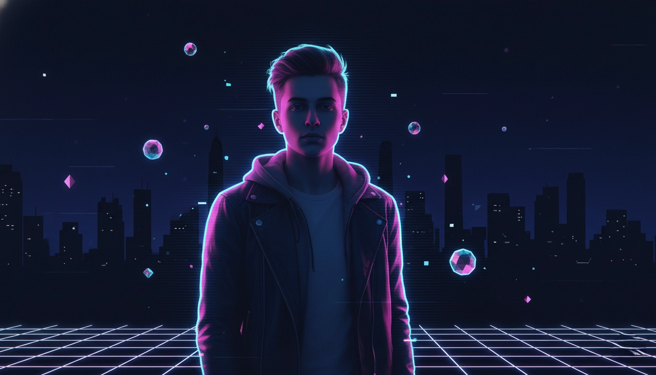 Neon cyber and glitch details